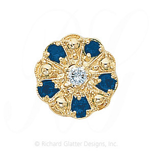 GS093 D/S - 14 Karat Gold Slide with Diamond center and Sapphire accents 